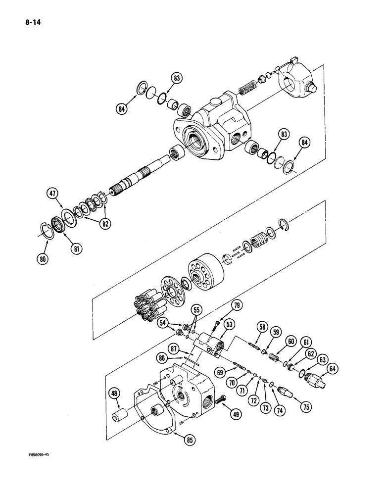 Схема запчастей Case IH 9150 - (8-14) - HYDRAULIC PISTON PUMP ASSEMBLY, (CONT) (08) - HYDRAULICS