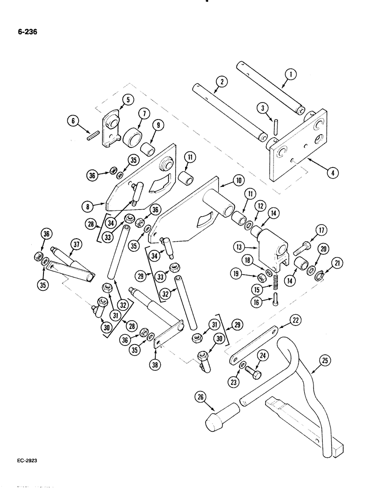 Схема запчастей Case IH 885 - (6-236) - TRANSMISSION RANGE SHIFT CONTROLS, WITH CAB (06) - POWER TRAIN