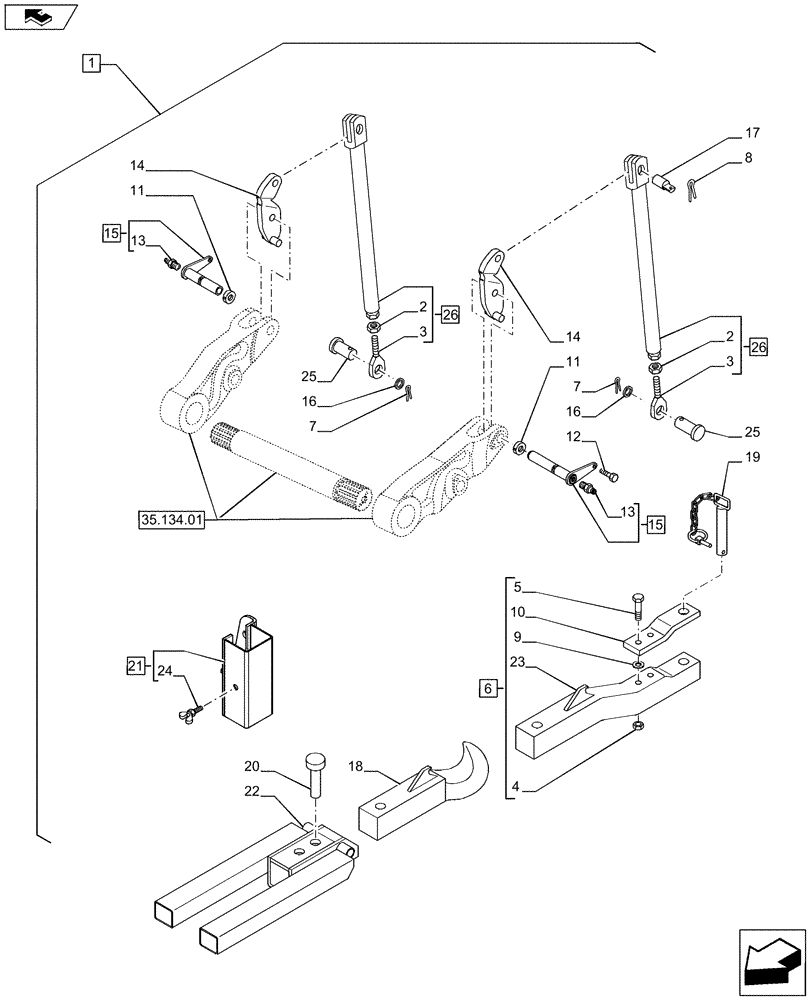 Схема запчастей Case IH PUMA 200 - (88.037.18[02]) - DIA KIT - HYDRAULIC AUTO PICK-UP HITCH WITH DRAWBAR - DRAWBAR AND TIE RODS (88) - ACCESSORIES