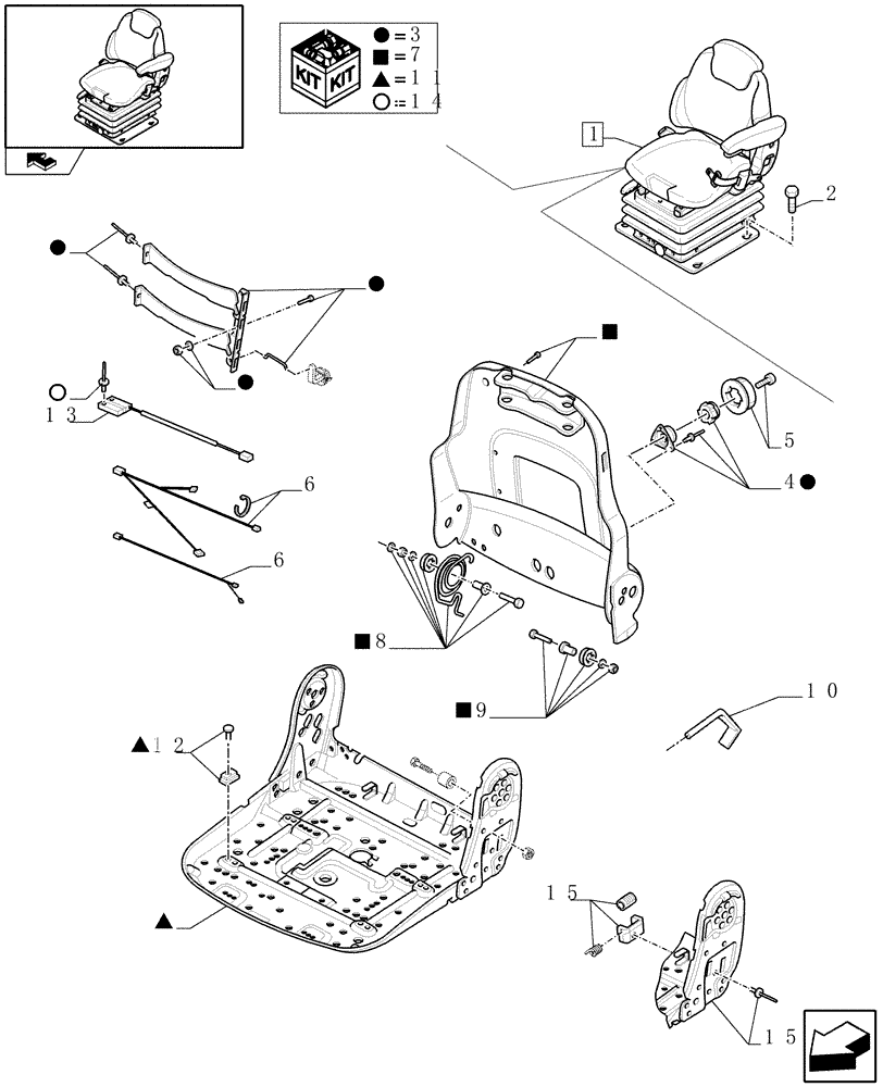 Схема запчастей Case IH PUMA 210 - (1.93.3/ A[02]) - SEAT WITH AIR SUSPENSION, BELT AND SWITCH - BREAKDOWN (10) - OPERATORS PLATFORM/CAB