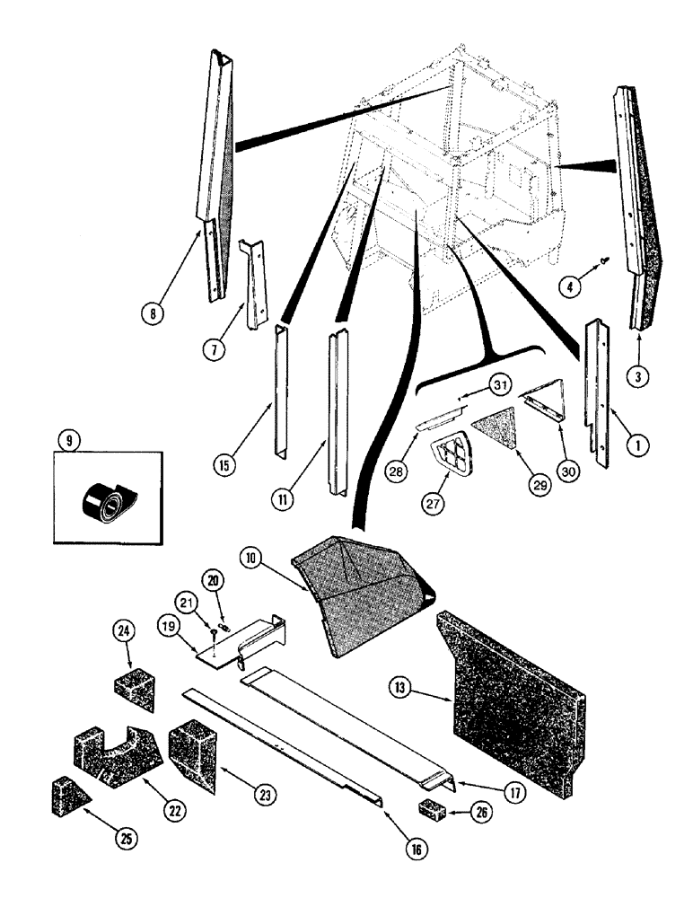 Схема запчастей Case IH 8910 - (9-092) - CAB, PANELS AND ACOUSTICAL COVERS (09) - CHASSIS/ATTACHMENTS