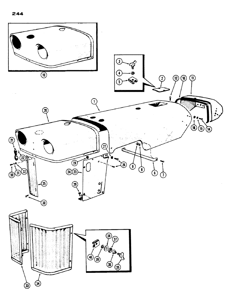 Схема запчастей Case IH 430 - (244) - HOOD, GRILLE AND PANELS-430 (09) - CHASSIS/ATTACHMENTS