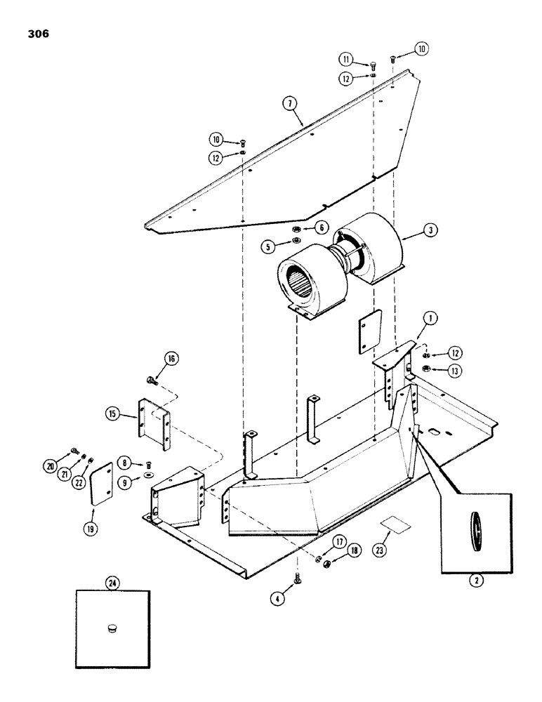 Схема запчастей Case IH 970 - (306) - CAB, PLENUM, WITHOUT HEATER OR AIR CONDITIONER, BETTENDORF (09) - CHASSIS/ATTACHMENTS