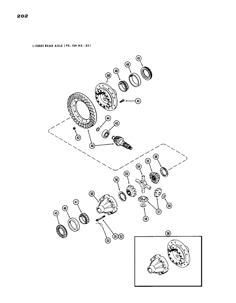 Схема запчастей Case IH 1200 - (202) - L10802 REAR AXLE DIFFERENTIAL, CONTINUED, 19.03 RATIO WITH CARDON JOINT (06) - POWER TRAIN