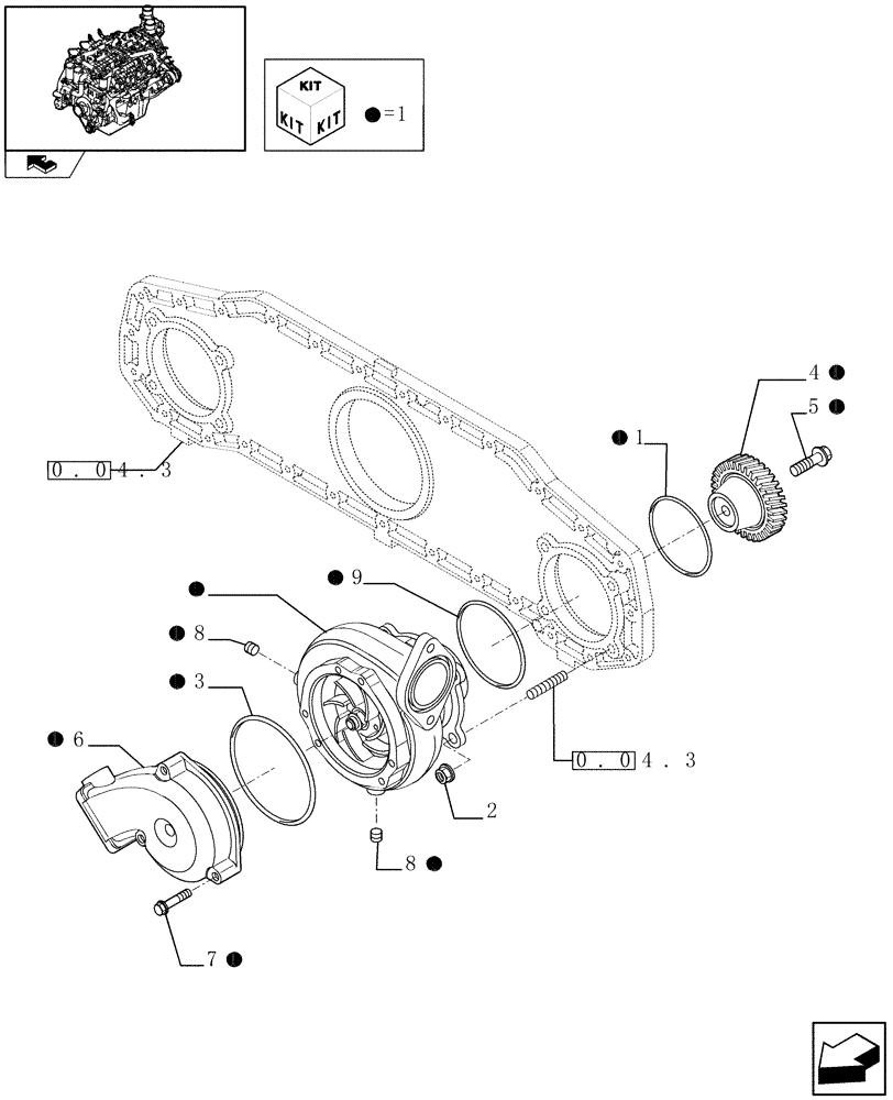 Схема запчастей Case IH FVAE2884X B200 - (0.32.0) - WATER PUMP & RELATED PARTS (504094917) 