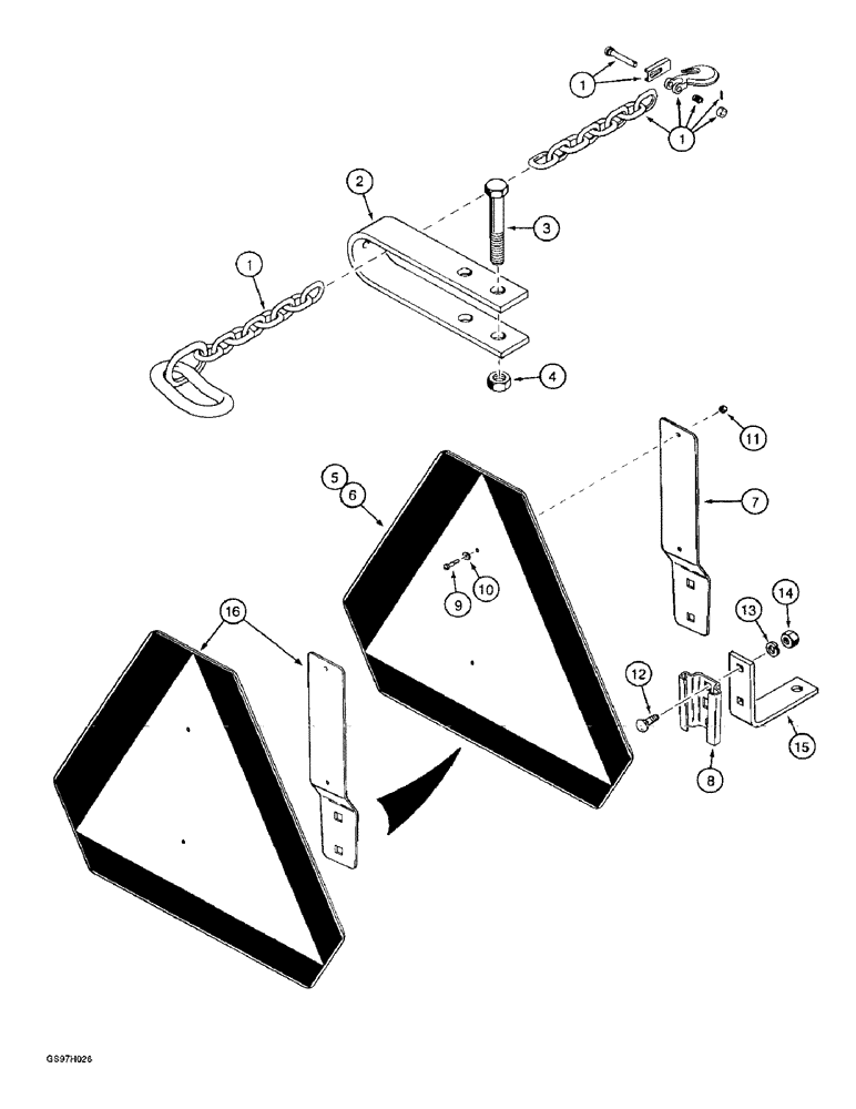 Схема запчастей Case IH 4800 - (9-36) - HIGHWAY CHAIN AND SLOW MOVING VEHICLE EMBLEM (09) - CHASSIS/ATTACHMENTS