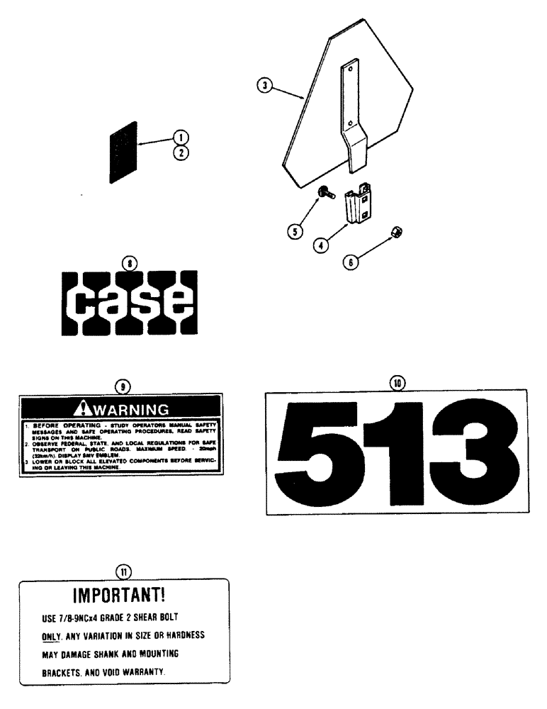 Схема запчастей Case IH 513V - (28) - REFLECTORS AND SMV SYMBOL 