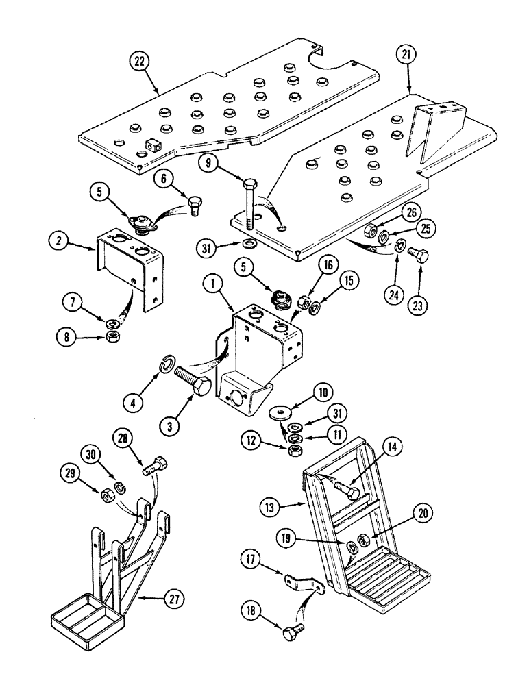 Схема запчастей Case IH 1494 - (9-408) - FOOTPLATES AND STEPS, TRACTORS WITHOUT CAB (09) - CHASSIS/ATTACHMENTS
