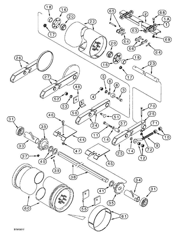 Схема запчастей Case IH 2188 - (9A-38) - FEEDER, CONVEYER WITH 2 STRAND CONVEYER CHAIN (13) - FEEDER