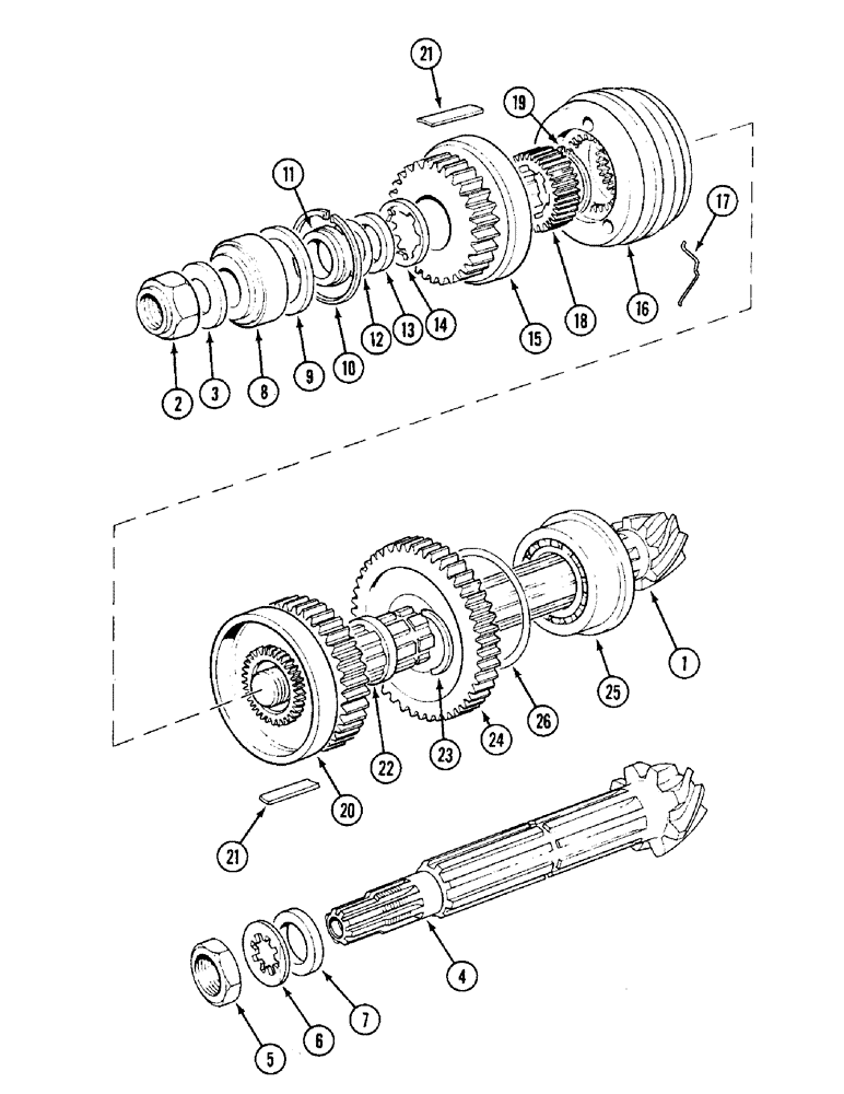 Схема запчастей Case IH 1394 - (6-212) - BEVEL PINION SHAFT, SYNCHROMESH TRACTORS (06) - POWER TRAIN