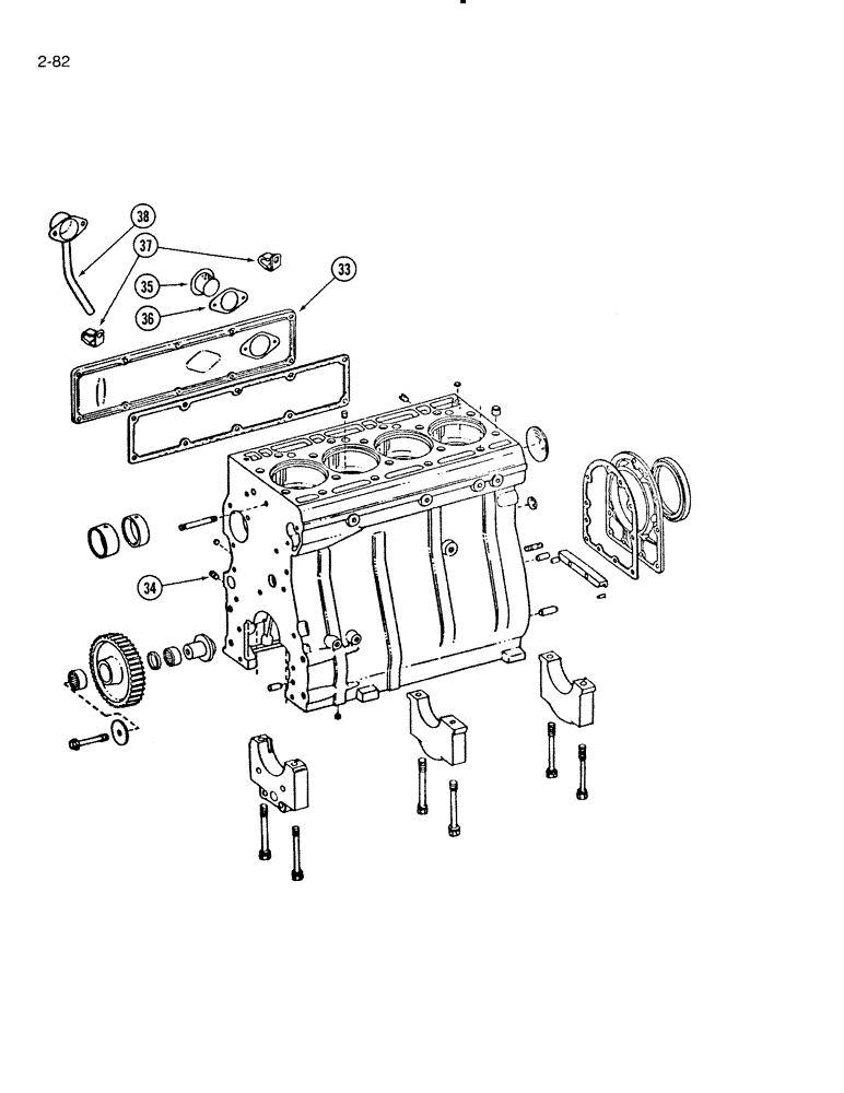 Схема запчастей Case IH 5000 - (2-82) - CRANKCASE ASSEMBLY, D-239 DIESEL ENGINE (02) - ENGINE