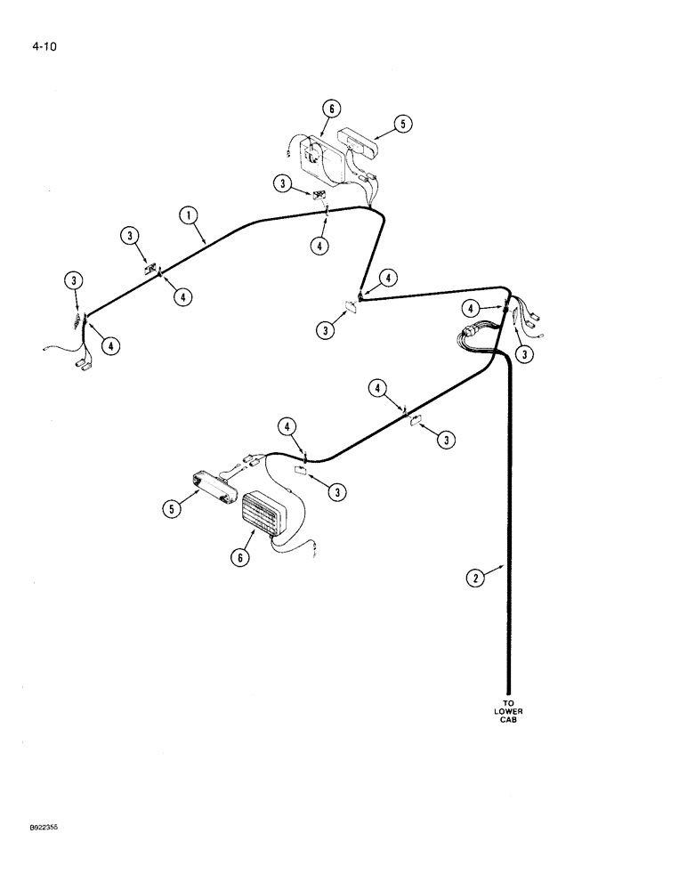 Схема запчастей Case IH 9230 - (4-010) - OVERHEAD ROPS HARNESS (04) - ELECTRICAL SYSTEMS
