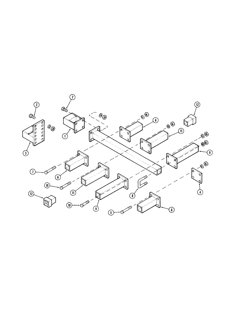 Схема запчастей Case IH 100-SERIES - (12[1]) - REAR SHANK MTS. EXT. MTG. PLATES & EXTENSIONS PRIOR TO SN1605900 