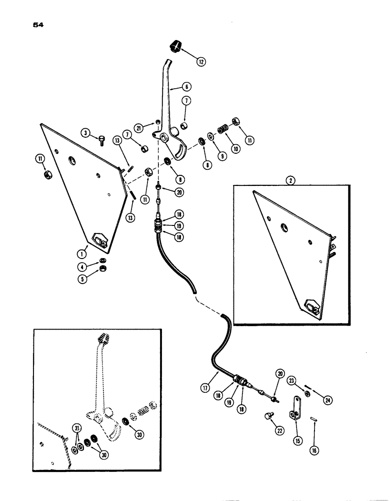 Схема запчастей Case IH 770 - (054) - THROTTLE CONTROLS, (251B) SPARK IGNITION ENGINE, HAND THROTTLE (03) - FUEL SYSTEM