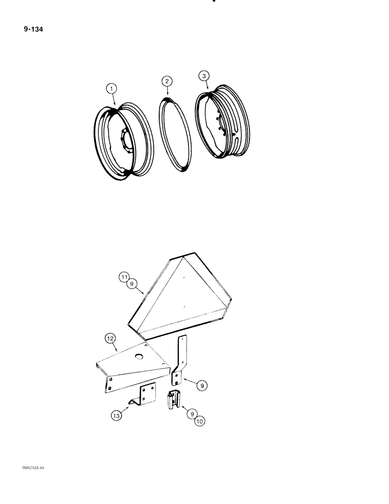 Схема запчастей Case IH 550 - (9-134) - PNEUMATIC WHEEL (09) - CHASSIS/ATTACHMENTS