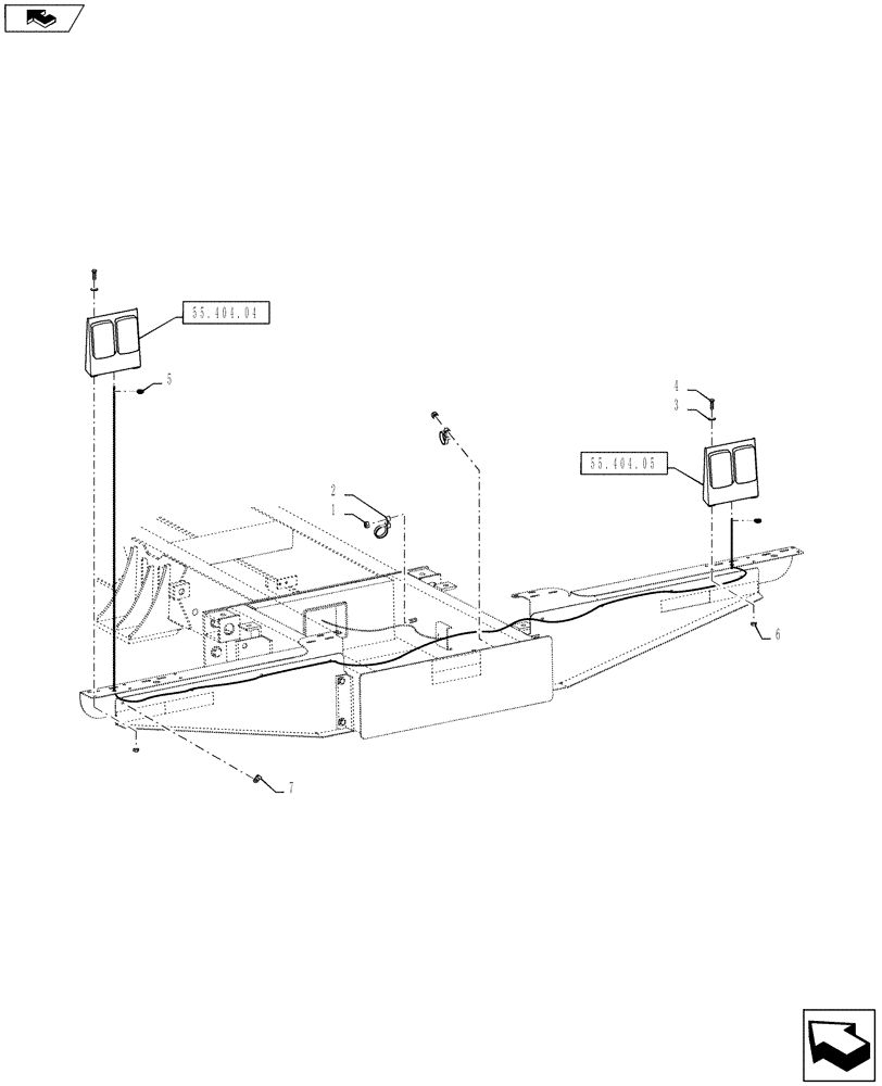 Схема запчастей Case IH 810 - (55.404.03) - 46" FRAME EXTENSION TAILLIGHTS (55) - ELECTRICAL SYSTEMS