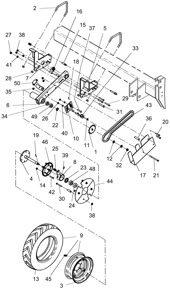 Схема запчастей Case IH 1220 - (44.100.15) - DRIVE WHEELS - SINGLE ARM, RIGID MOUNTED AND STACKER (44) - WHEELS