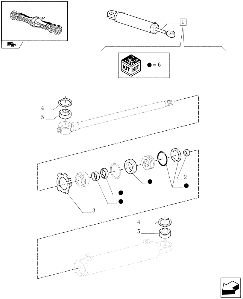 Схема запчастей Case IH MAXXUM 140 - (1.40.0/12A) - FRONT AXLE - HYDRAULIC STEERING CYLINDER - BREAKDOWN (04) - FRONT AXLE & STEERING