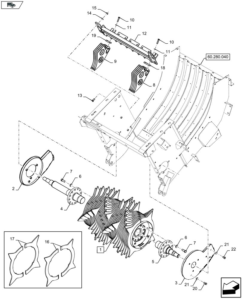Схема запчастей Case IH LB324R - (60.260.050) - ROTOR (60) - PRODUCT FEEDING