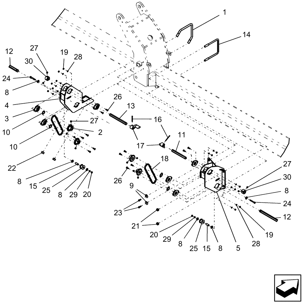 Схема запчастей Case IH 1220 - (35.720.17) - CROSS OVER DRIVE - 12RW MOUNTED STACKER (35) - HYDRAULIC SYSTEMS