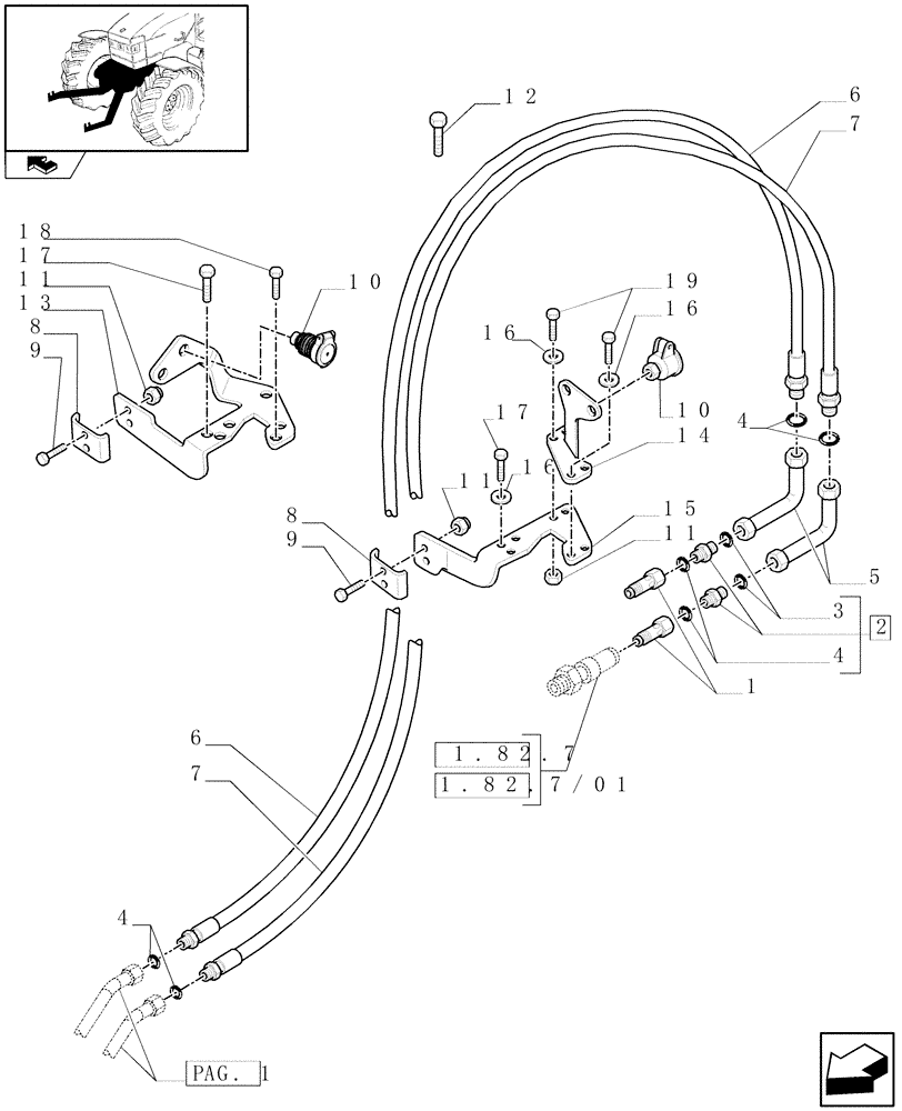 Схема запчастей Case IH PUMA 115 - (1.81.9[02]) - 2 HYDRAULIC FRONT COUPLERS FOR NON INTEGRATED FRONT HPL - C6335 (VAR.330814) (07) - HYDRAULIC SYSTEM