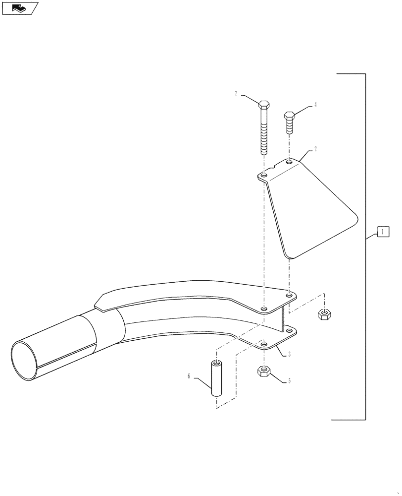 Схема запчастей Case IH 810 - (39.130.31) - DEFLECTOR ASSEMBLY, 2.5" TUBES, RH BOOM (39) - FRAMES AND BALLASTING