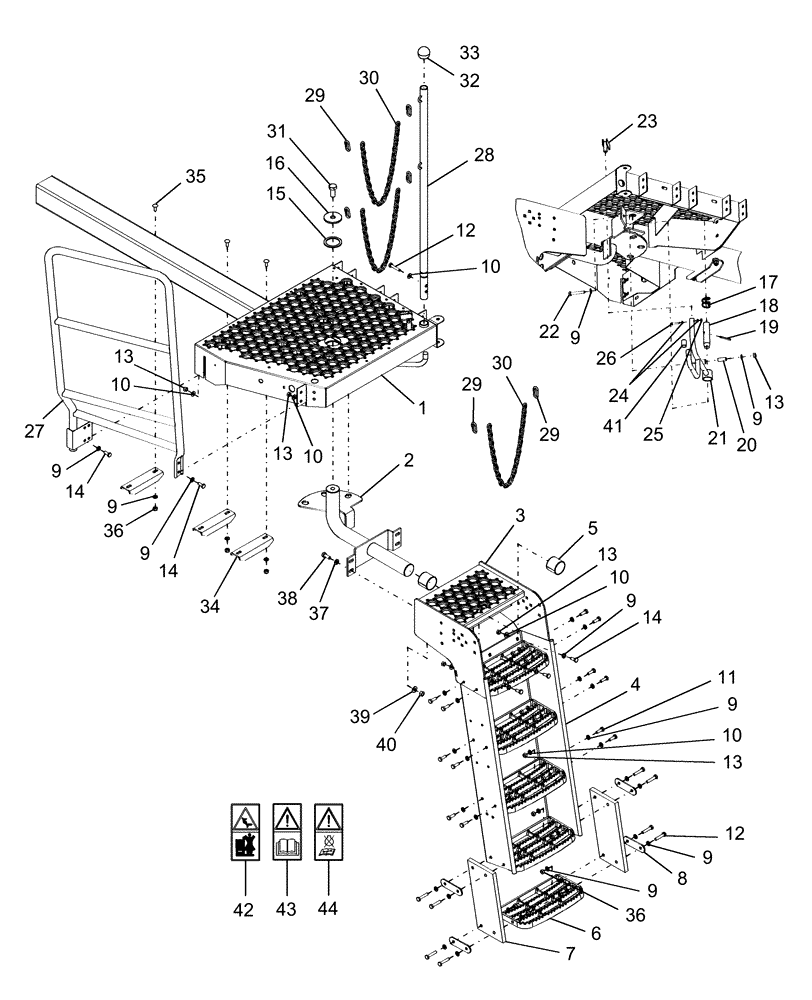 Схема запчастей Case IH AFX8010 - (E.34.A.71[2]) - USER PLATFORM & LADDER - P.I.N. HAJ105201 & AFTER E - Body and Structure