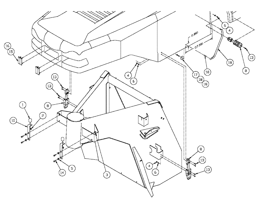 Схема запчастей Case IH FLX3300B - (04-008) - HOOD PARTS GROUP Frame & Suspension