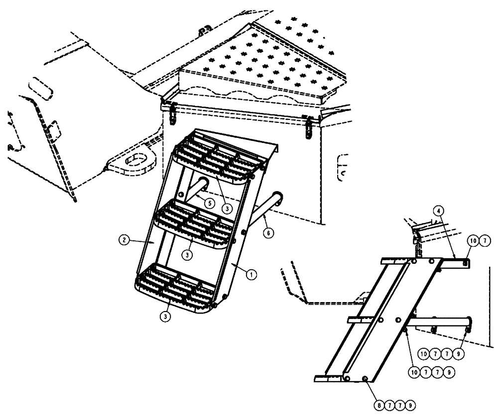 Схема запчастей Case IH FLX3010 - (04-028) - LADDER, FRONT ACCESS Frame & Suspension