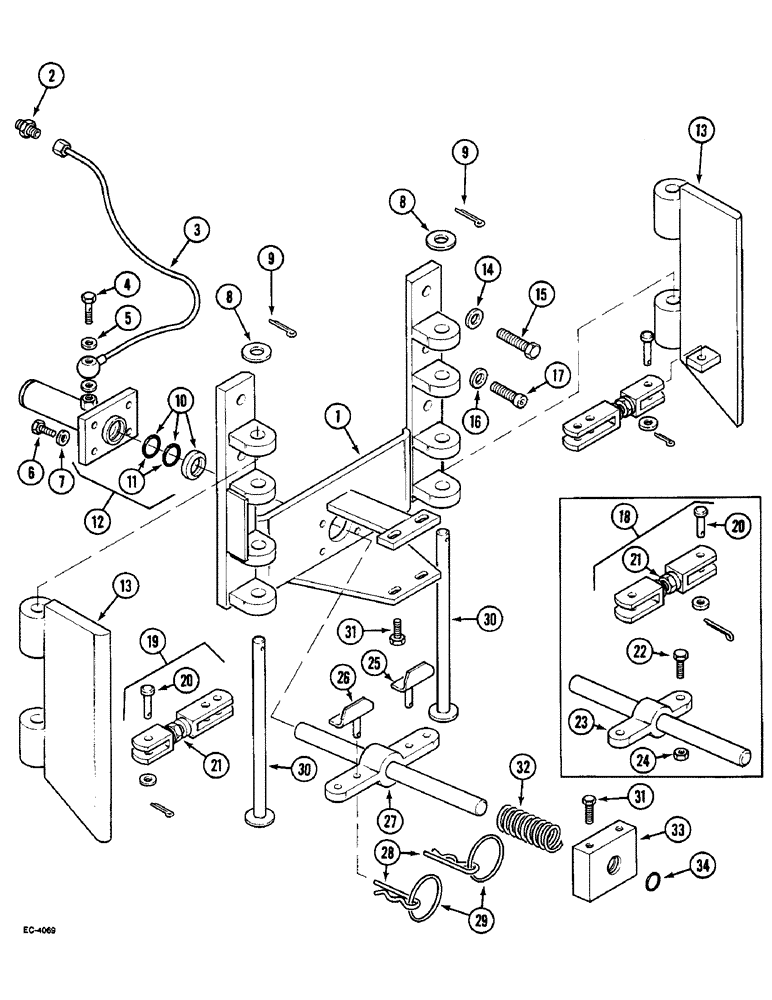 Схема запчастей Case IH 2150 - (9-128) - HITCH SUPPORT AND CYLINDER (09) - CHASSIS/ATTACHMENTS