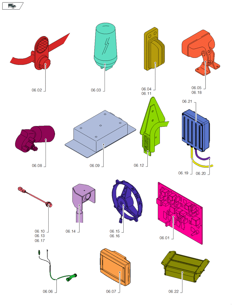 Схема запчастей Case IH LB433S - (06.00[01]) - PICTORIAL OVERVIEW 1/1 - ELECTRICAL SYSTEM (06) - ELECTRICAL SYSTEMS