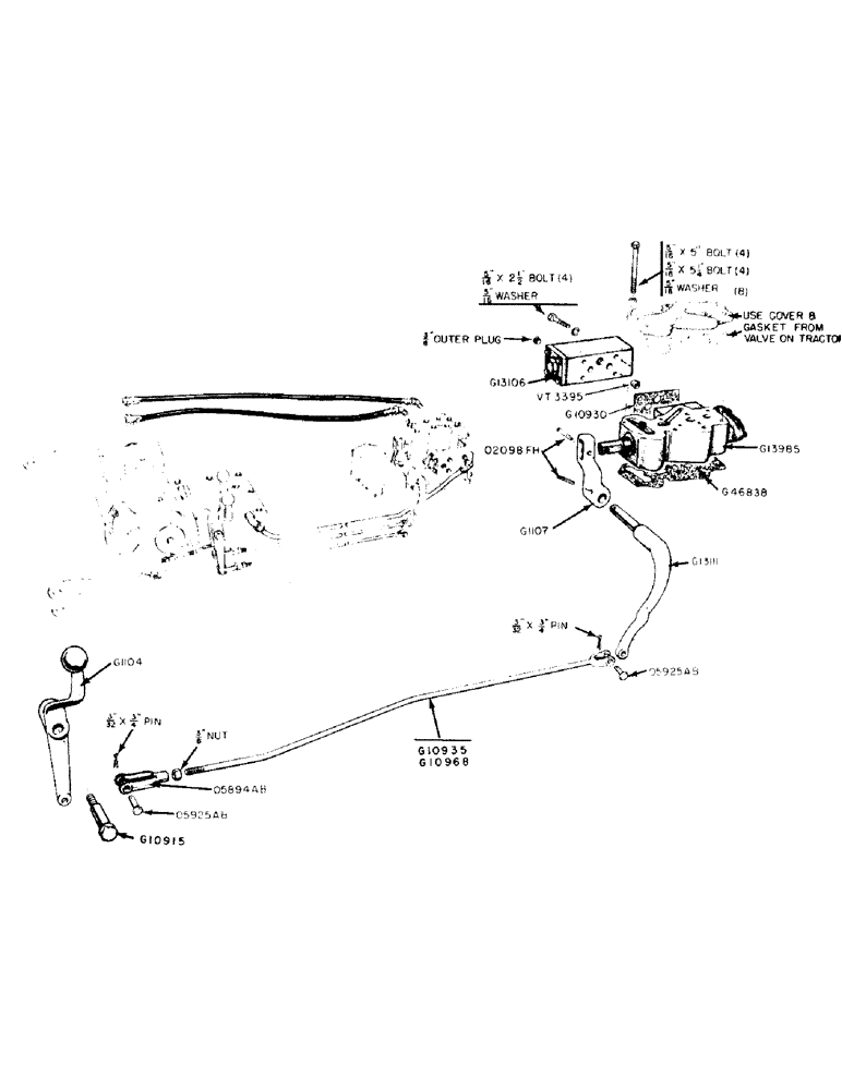 Схема запчастей Case IH 300-SERIES - (153) - HYDRAULIC CONTROLS AND LEVER, FOR REMOTE CONTROL ON TRACTORS WITH EAGLE HITCH (08) - HYDRAULICS