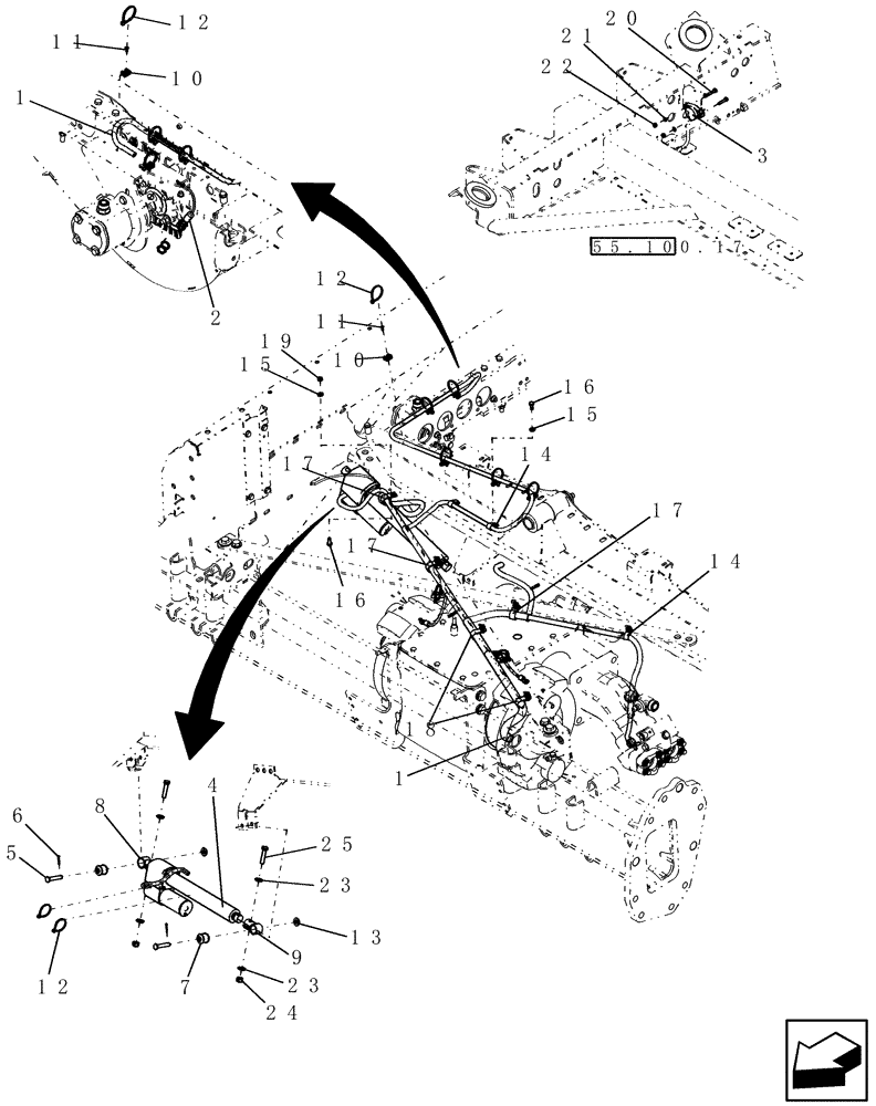 Схема запчастей Case IH 9120 - (55.100.13) - WIRE HARNESS, FRONT, LOWER FRAME (55) - ELECTRICAL SYSTEMS