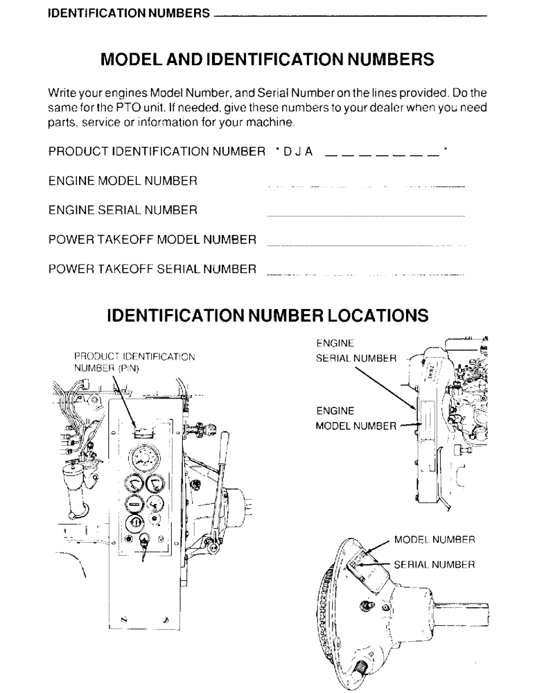 Схема запчастей Case IH 4390 - (002) - IDENTIFICATION NUMBERS, MODEL AND IDENTIFICATION NUMBERS, IDENTIFICATION NUMBER LOCATIONS 