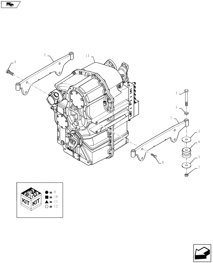 Схема запчастей Case IH QUADTRAC 500 - (21.113.01) - POWER SHIFT TRANSMISSION - TRANSMISSION MOUNTING AND GASKET KITS (21) - TRANSMISSION