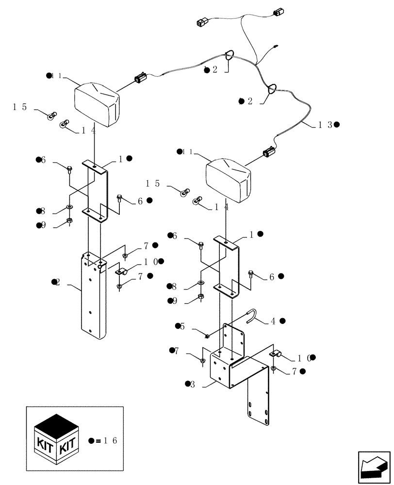 Схема запчастей Case IH 7130 - (55.404.47) - KIT, ROAD LIGHTING, FOLDING CORN HEAD - 7130 (55) - ELECTRICAL SYSTEMS