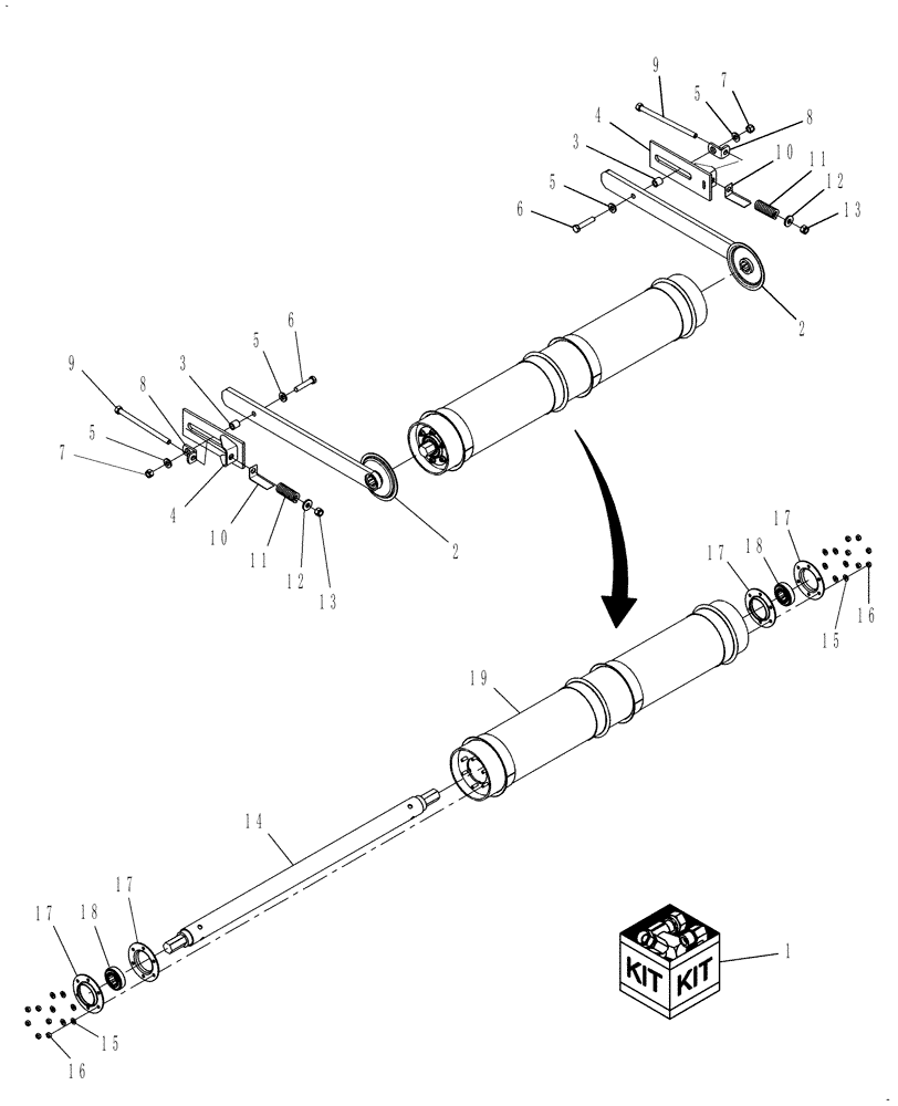Схема запчастей Case IH AFX8010 - (K.25.E.48[11]) - KIT, FRONT FEEDER DRUM SPRING TENSION K - Crop Processing