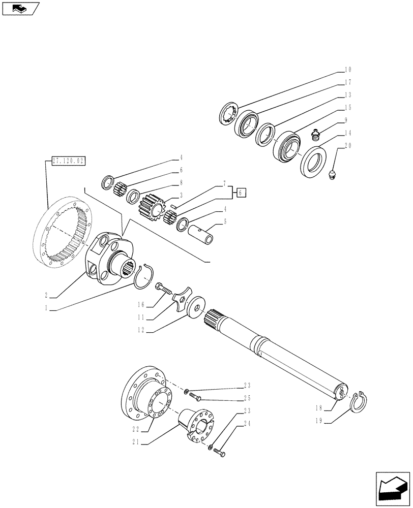 Схема запчастей Case IH PUMA 170 - (27.120.0202) - FINAL DRIVE, GEARS AND SHAFTS (27) - REAR AXLE SYSTEM