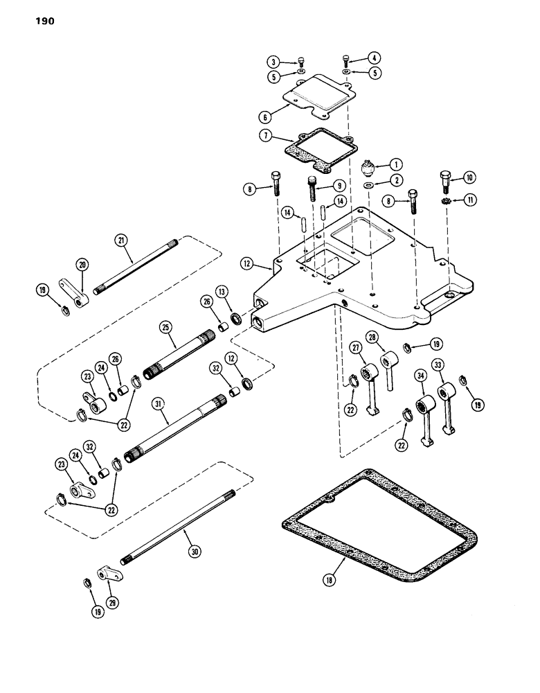 Схема запчастей Case IH 870 - (190) - GEAR SHIFT MECHANISM, COVERS AND SHAFTS, MECHANICAL SHIFT (06) - POWER TRAIN