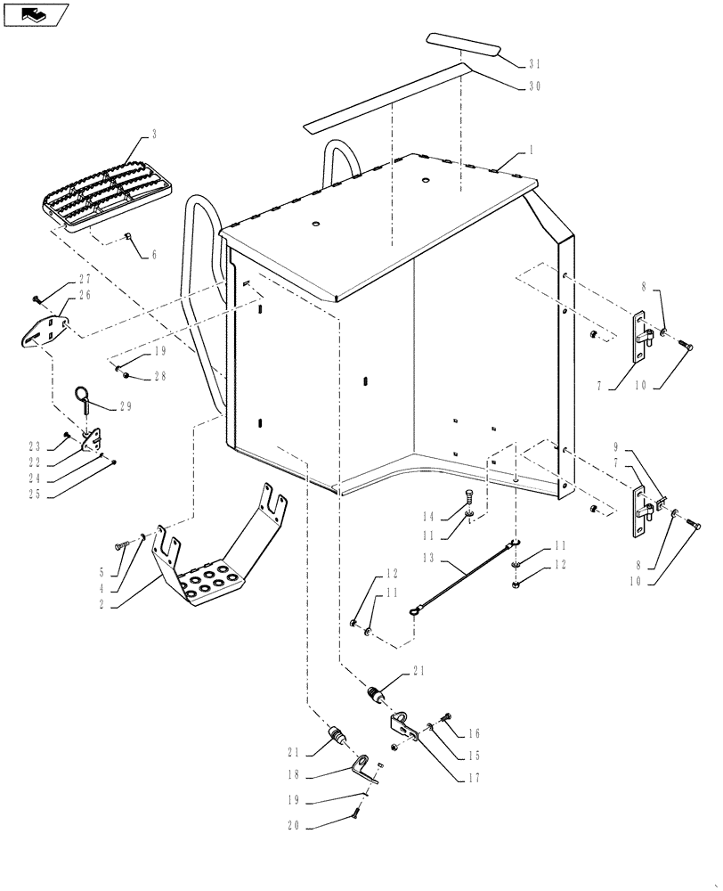 Схема запчастей Case IH QUADTRAC 500 - (90.105.02) - ACCESS DOOR AND PLATFORM ACCESS LADDER, RIGHT SIDE - QUADTRAC (90) - PLATFORM, CAB, BODYWORK AND DECALS