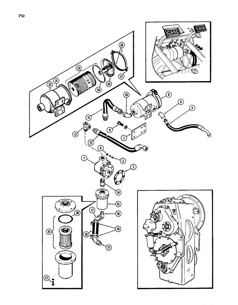 Схема запчастей Case IH 1200 - (070) - TRANSMISSION OIL PUMP AND FILTER SYSTEM (06) - POWER TRAIN