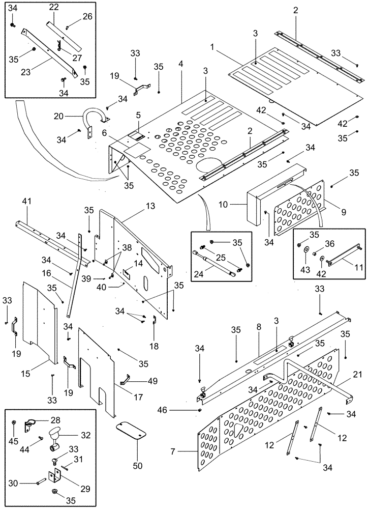 Схема запчастей Case IH 2388 - (09H-01) - ENGINE SHIELDS AND SERVICE DECK (12) - CHASSIS