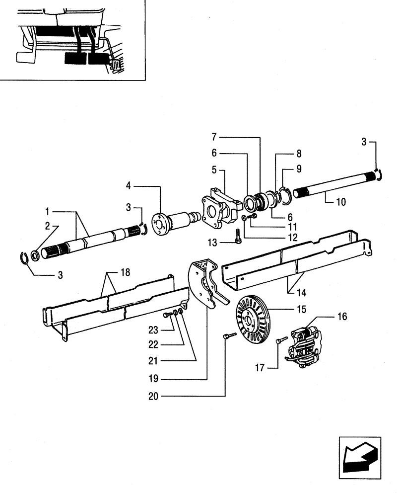 Схема запчастей Case IH JX55 - (1.38.5/01) - (VAR.108) 12+12 (40 KM/H) SYNCRO SHUTTLE W/VENTRAL FR. BRAKE & LIMIT. SLIP-GUARDS & BRAKE DISC (04) - FRONT AXLE & STEERING
