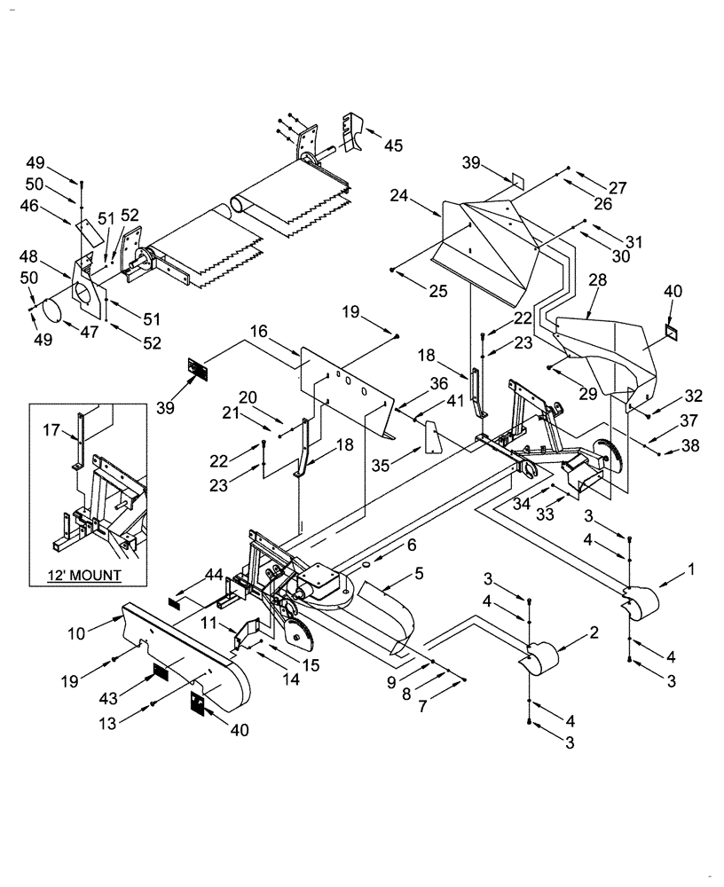Схема запчастей Case IH 2016 - (20.25) - SHIELD, RAKE TYPE (39) - FRAMES AND BALLASTING