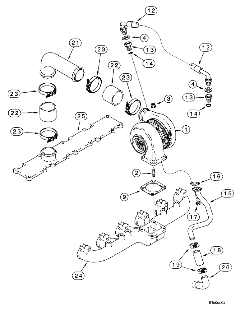 Схема запчастей Case IH 2166 - (2-26) - TURBOCHARGER SYSTEM, 6T-830 ENGINE, PRIOR TO COMBINE P.I.N. JJC0180000 (01) - ENGINE