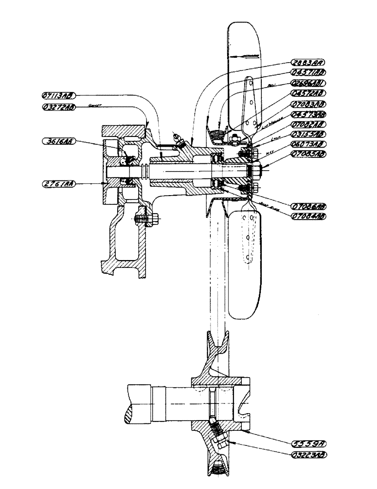 Схема запчастей Case IH DC-SERIES - (038) - FAN AND WATER PUMP ASSEMBLY (02) - ENGINE