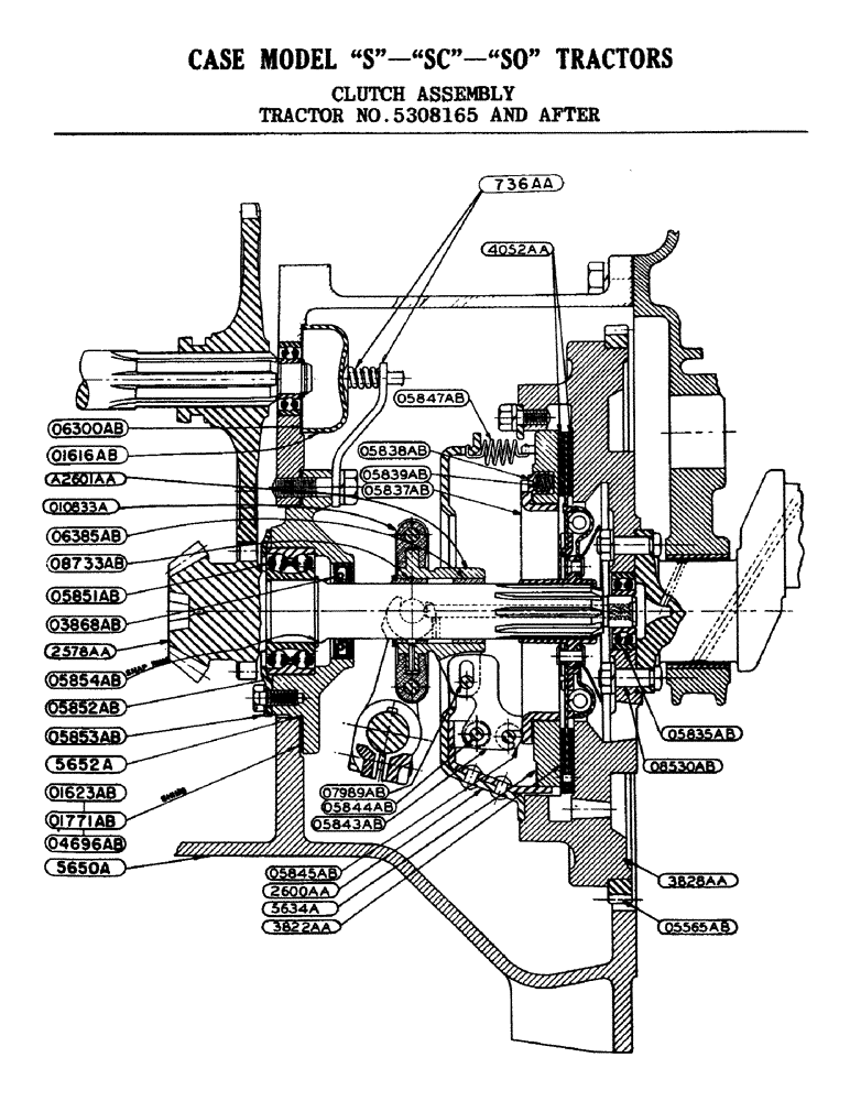 Схема запчастей Case IH SO-SERIES - (055) - CLUTCH ASSEMBLY, S, SC, SO, TRACTOR NUMBER 5308165 AND AFTER (06) - POWER TRAIN