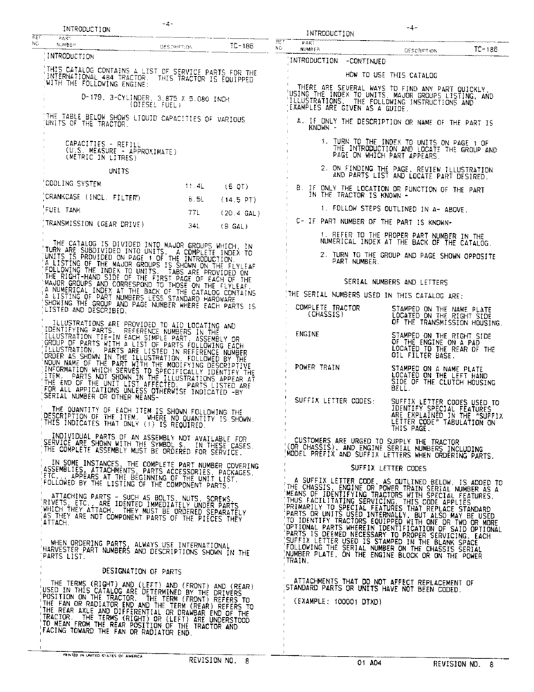 Схема запчастей Case IH 484 - (00-04) - INTRODUCTION - FLUID CAPACITIES AND SERIAL NUMBER LOCATIONS (00) - GENERAL