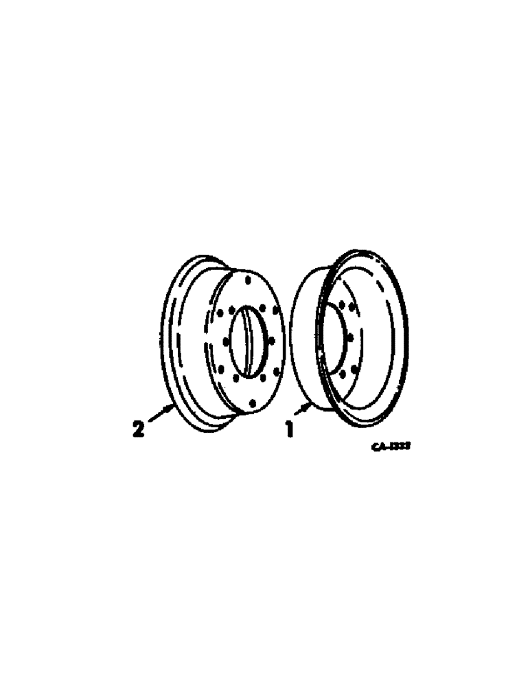 Схема запчастей Case IH 2500 - (15-01[1]) - WHEELS AND TRACTION, DOUBLE DISC FRONT WHEEL, 2500 SERIES A LO-BOY TRACTORS Wheels & Traction