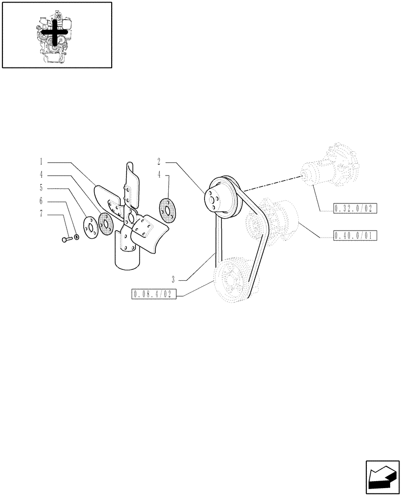 Схема запчастей Case IH JX95 - (0.34.5/01) - (VAR.319-747) TTF ENGINE TIER2 - FAN (01) - ENGINE